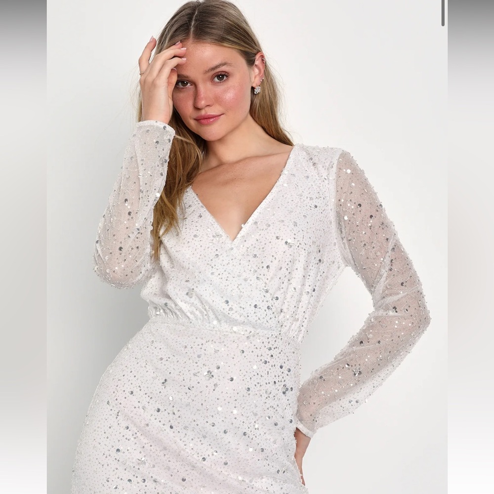 Lulus sequin long sleeve dress size small